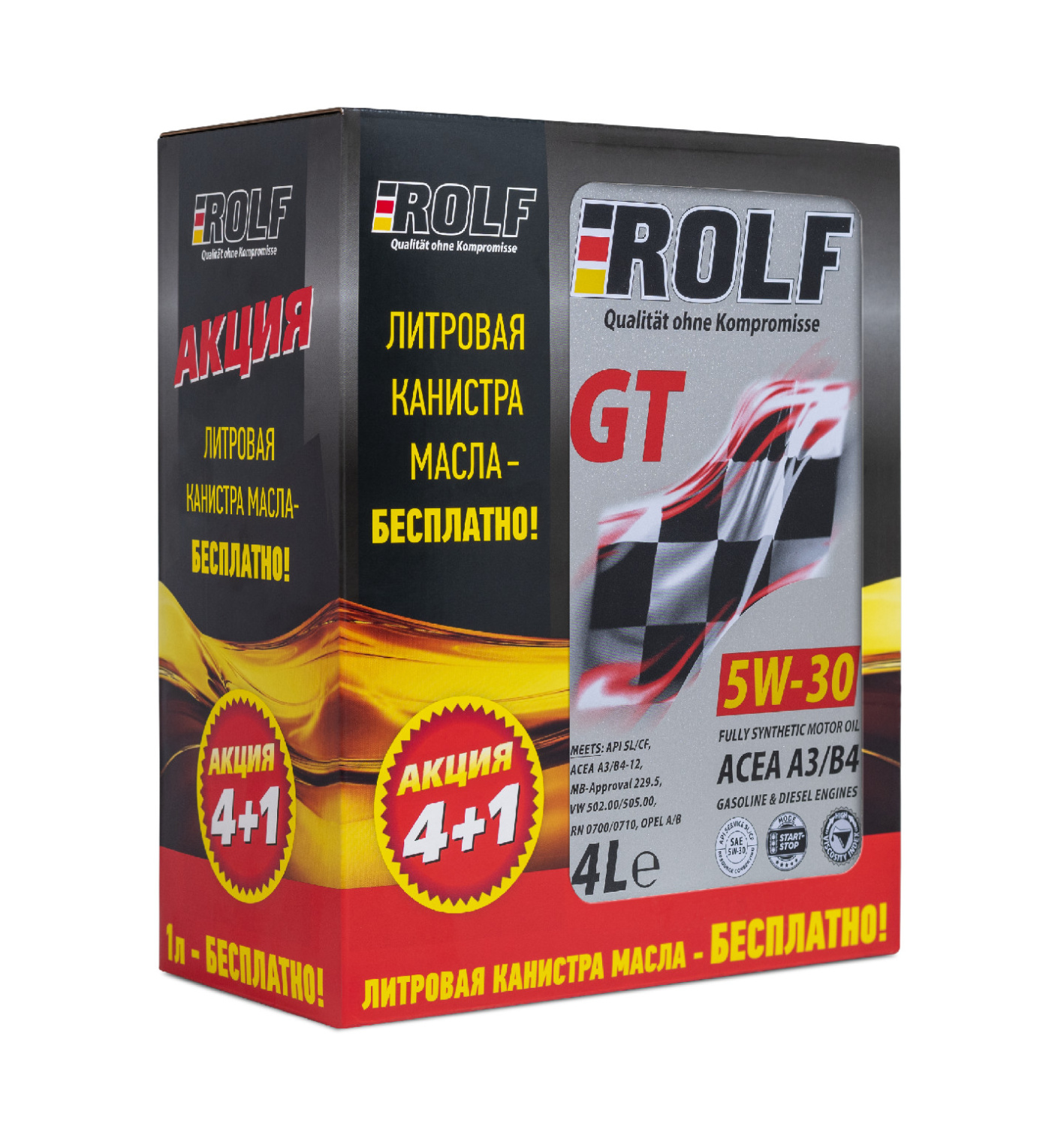 ROLF GT SAE 5W-30 API SL/CF ACEA A3/B4 Акция 4л+1л металл