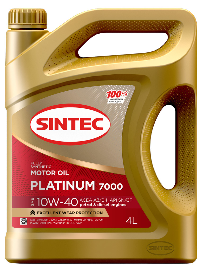 Sintec PLATINUM 7000 SAE 10W-40 API SN/CF ACEA A3/B4 4л